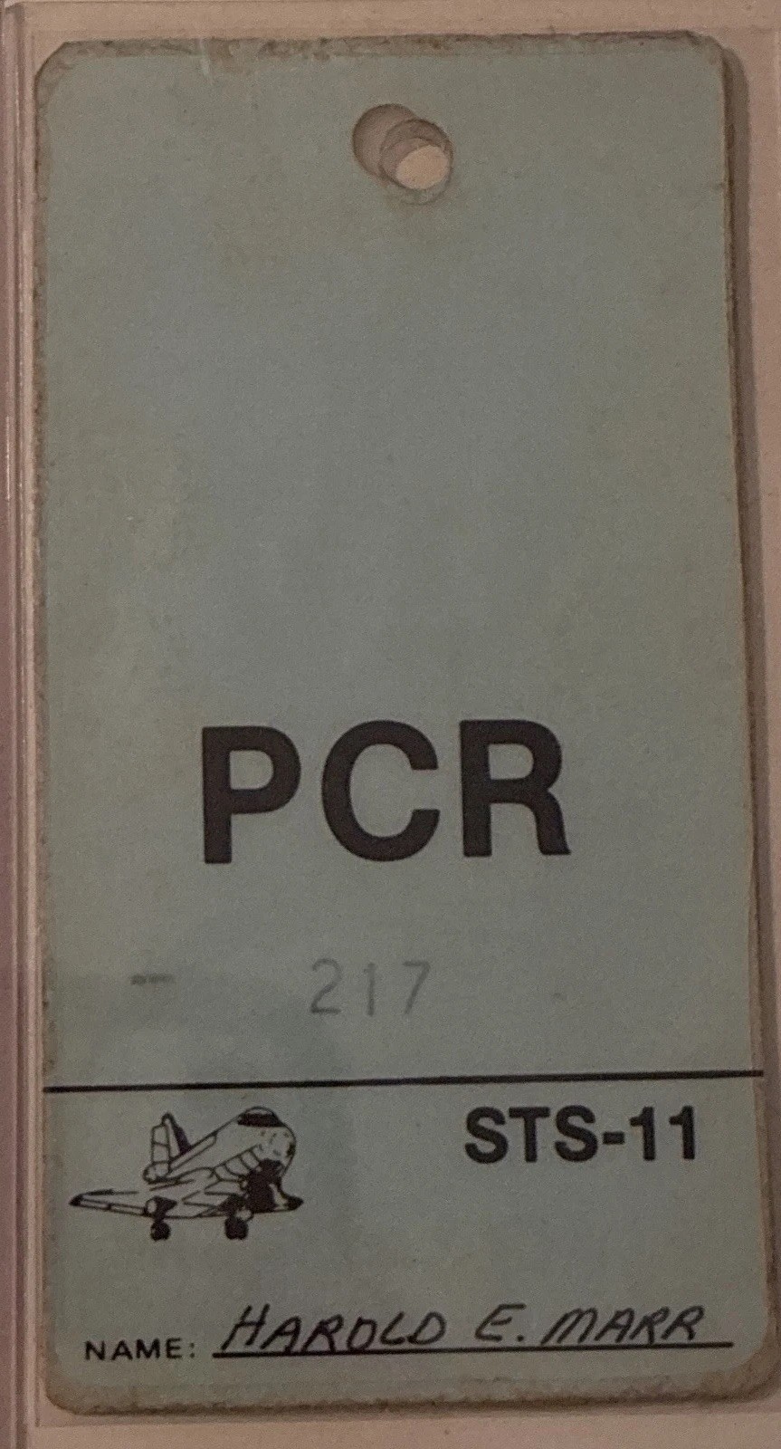 Vintage NASA STS-11 PCR Badge Challenger 41B Harold Marr 1984 Access Pass Vintage NASA STS-11 PCR Badge Challenger 41B Harold Marr 1984 Access Pass