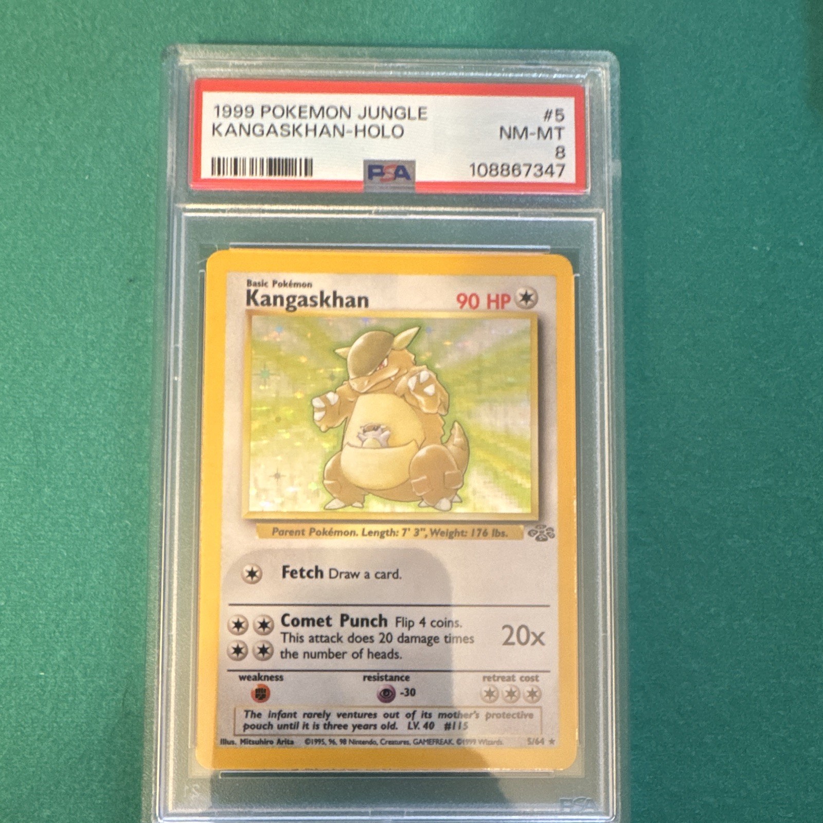 Pokémon 1999 Jungle Kangaskhan Holo #5/64 PSA 8 Cert 108867347 Pokémon 1999 Jungle Kangaskhan Holo #5/64 PSA 8 Cert 108867347