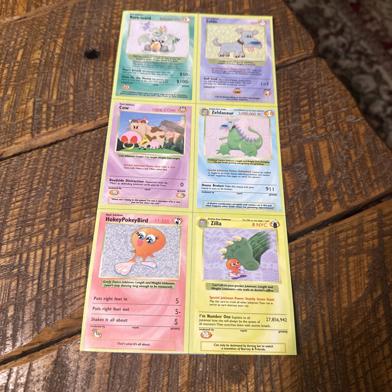 Jokemon Parody Pokemon Trading Card Lot 6 Cards Nickelodeon Magazine 1999 UNCUT Jokemon Parody Pokemon Trading Card Lot 6 Cards Nickelodeon Magazine 1999 UNCUT