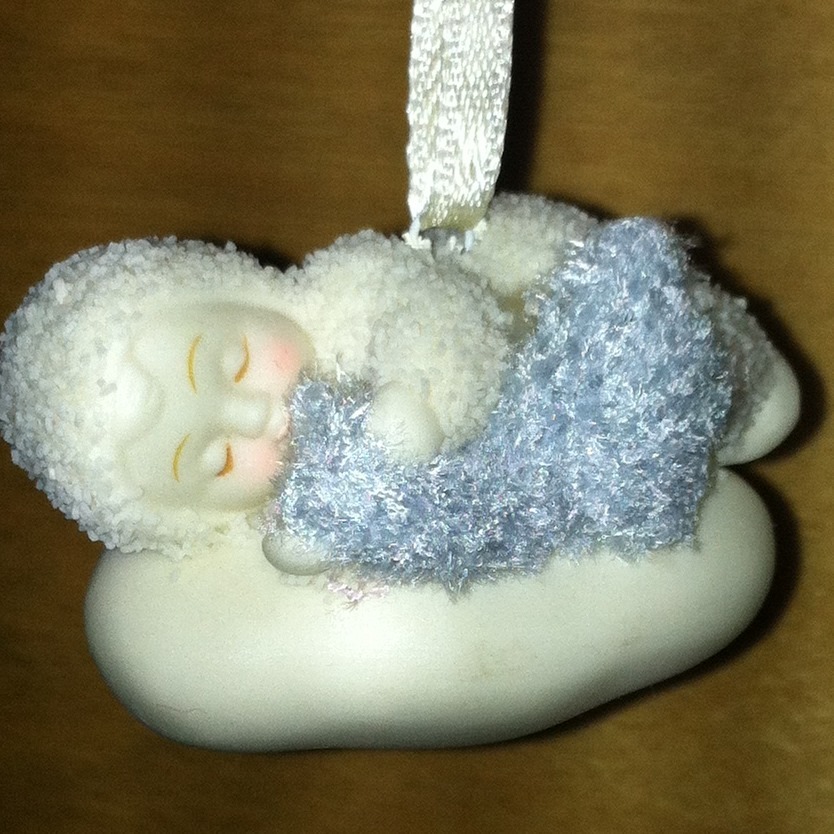 Dept 56 Snowbabies Blank Bitty Baby Boy Ornament Blue Shower Favors New Born NWT