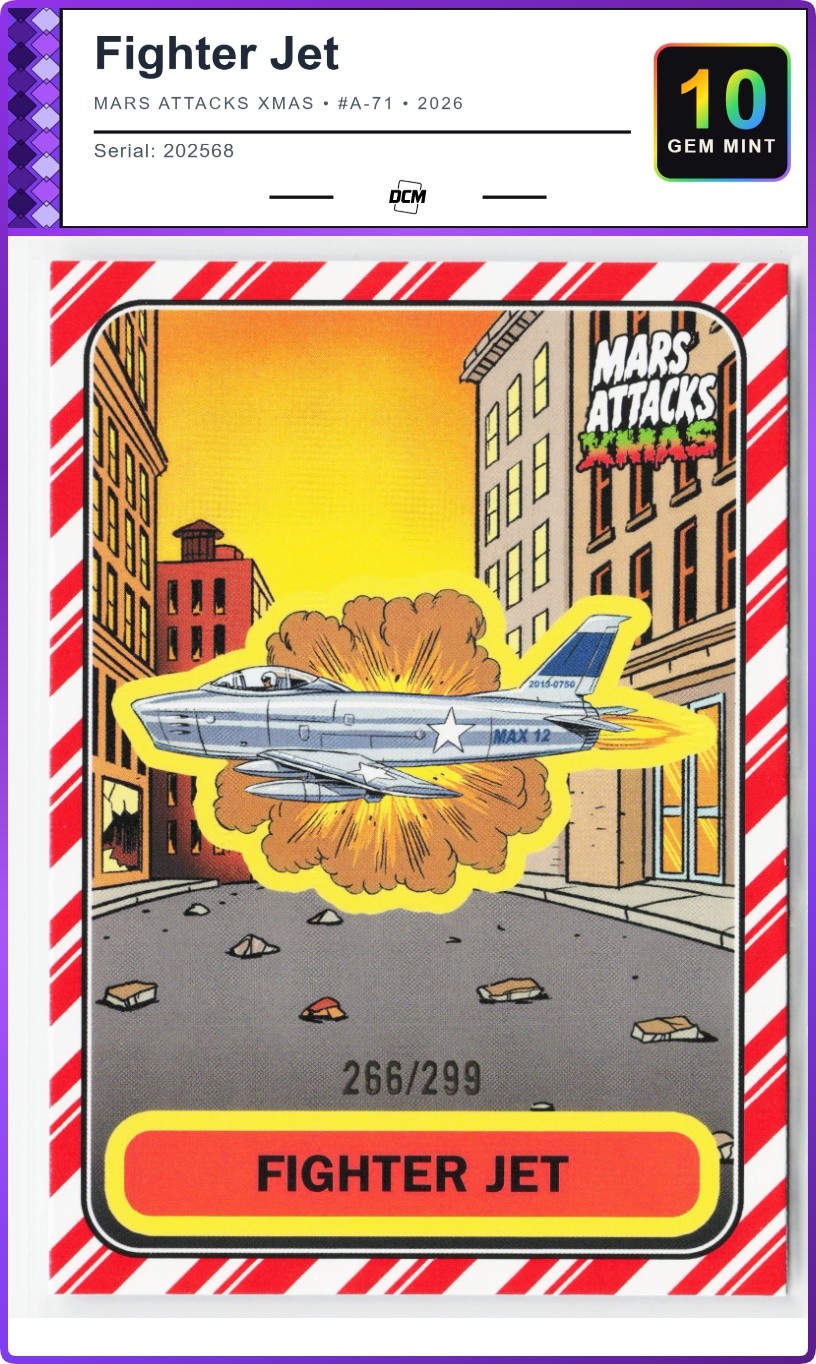 Fighter Jet Characters A Mars Attacks Xmas #A-71 2026 /299 Trading Card DCM 10 Fighter Jet Characters A Mars Attacks Xmas #A-71 2026 /299 Trading Card DCM 10