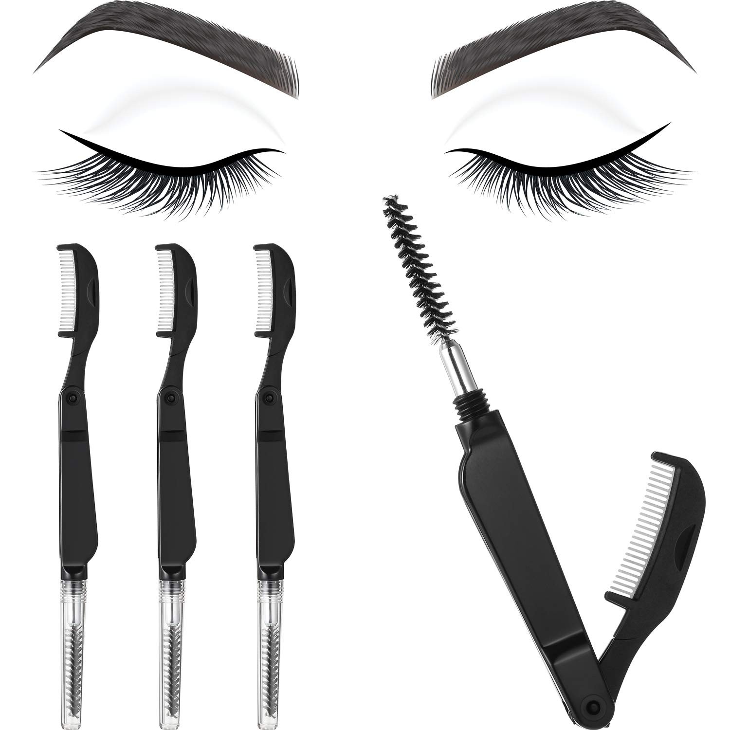 Eyelash Comb Eyebrow Comb Foldable Stainless Lash Separator Tool Eyelash Eyelash Comb Eyebrow Comb Foldable Stainless Lash Separator Tool Eyelash