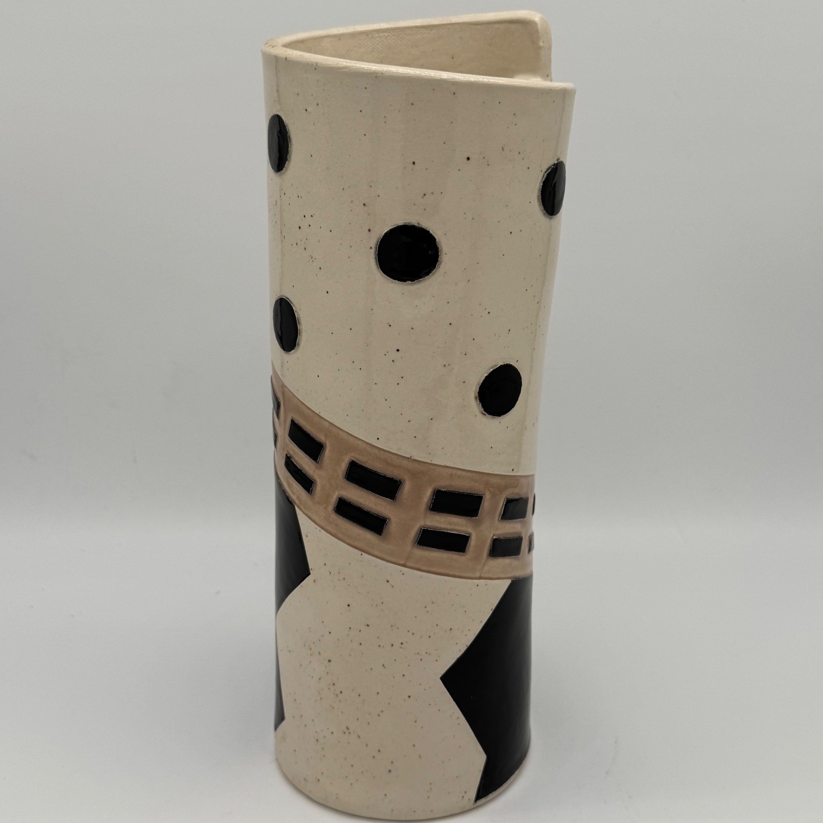 Vintage 1998 Signed Studio Pottery Vase Post Modern Asymmetrical Rounded 11" Vintage 1998 Signed Studio Pottery Vase Post Modern Asymmetrical Rounded 11"