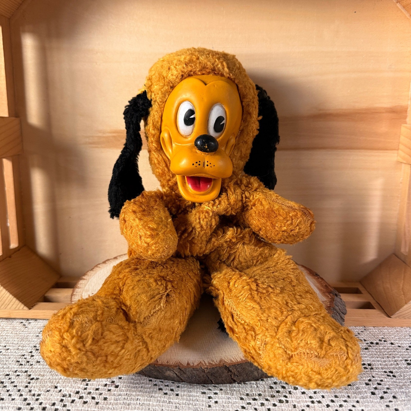 Vintage 1960s Disney Pluto Plush Toy Rubber Face Molded Kitsch Collectible 11" Vintage 1960s Disney Pluto Plush Toy Rubber Face Molded Kitsch Collectible 11"