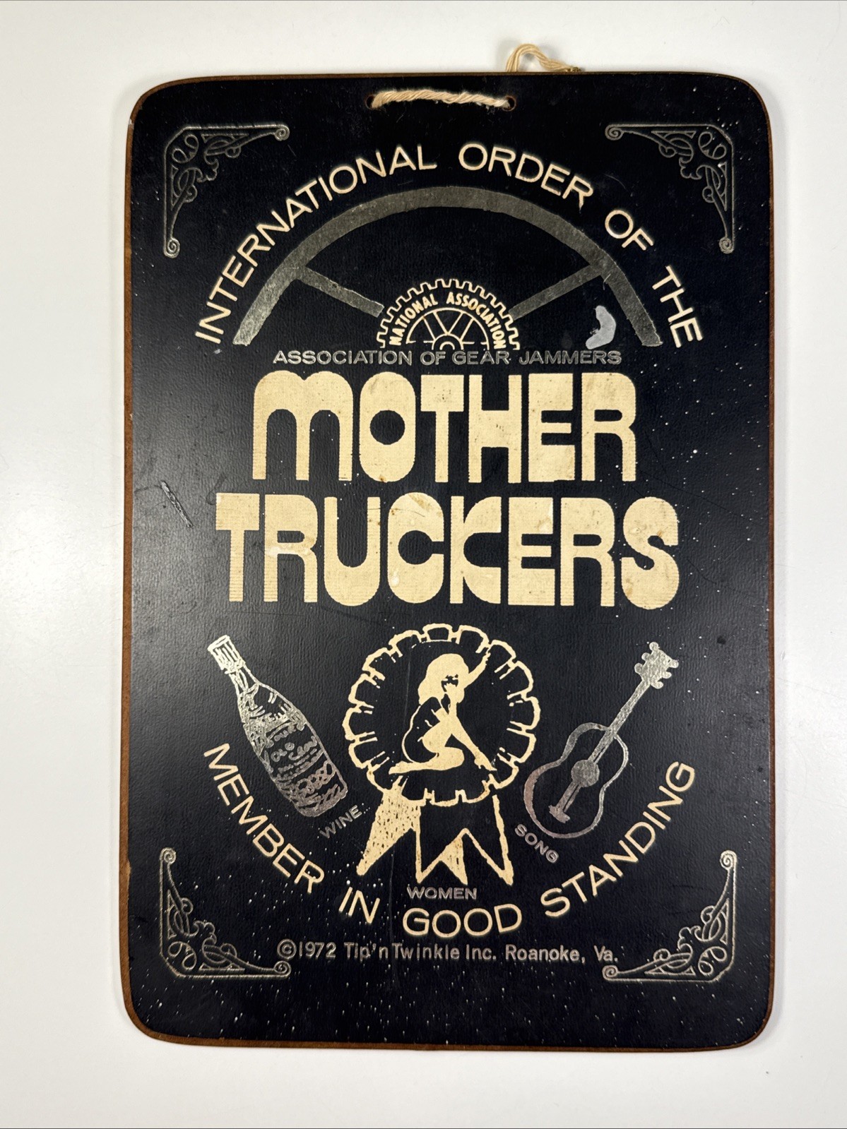 Vintage 1972 MOTHER TRUCKERS Novelty Press Board Wall Hanging Tip'n Twinkle 6x9"