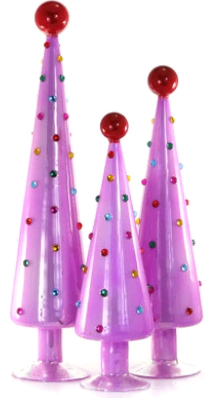 Cody Foster Christmas Vintage Style Glass Taffy Pink -Set of 3 Trees-18.75"H Cody Foster Christmas Vintage Style Glass Taffy Pink -Set of 3 Trees-18.75"H