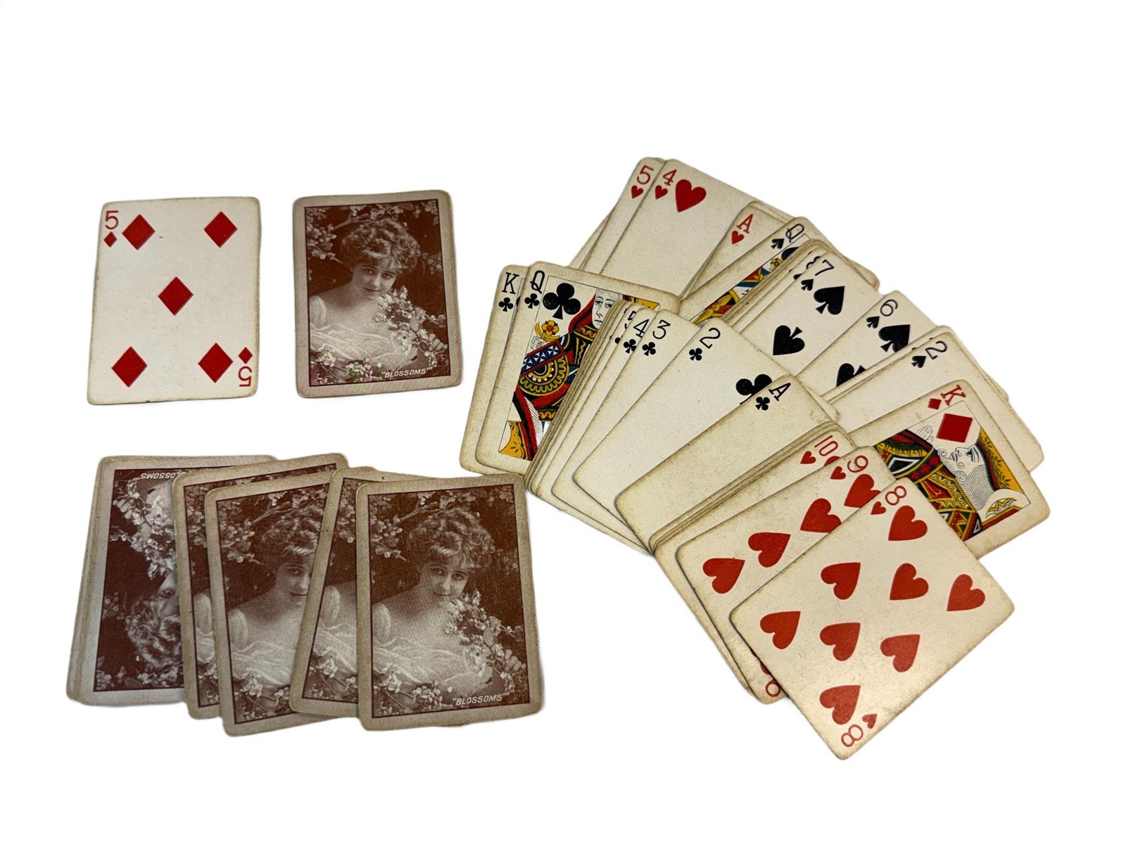 Vintage Blossoms Early 1900's Ladies Portrait Playing Cards (53 Cards)
