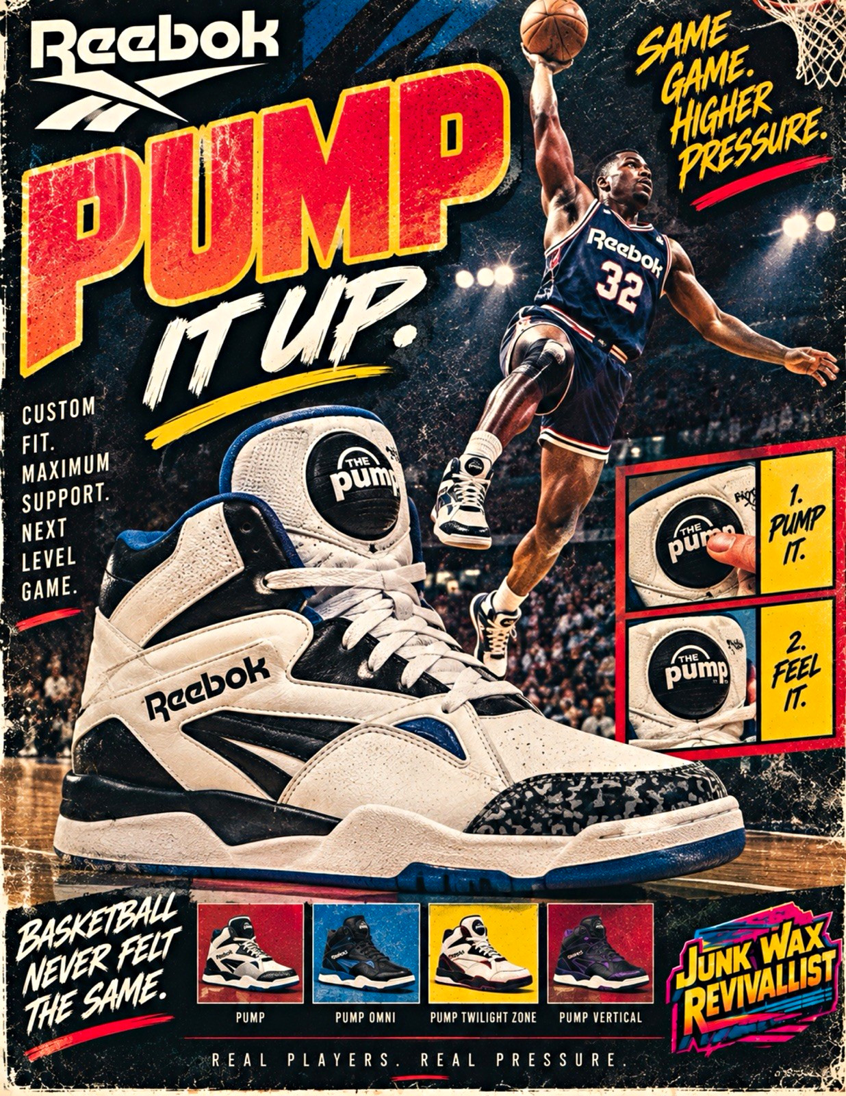 Reebok Pump “Pump It Up” Retro 90s Basketball Sneaker Poster – 8.5x11