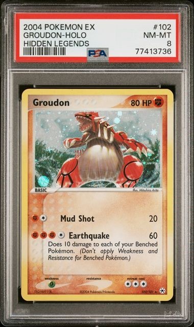 2004 Pokémon EX Hidden Legends-Groudon 102/101 Secret Rare Holo- PSA 8 2004 Pokémon EX Hidden Legends-Groudon 102/101 Secret Rare Holo- PSA 8