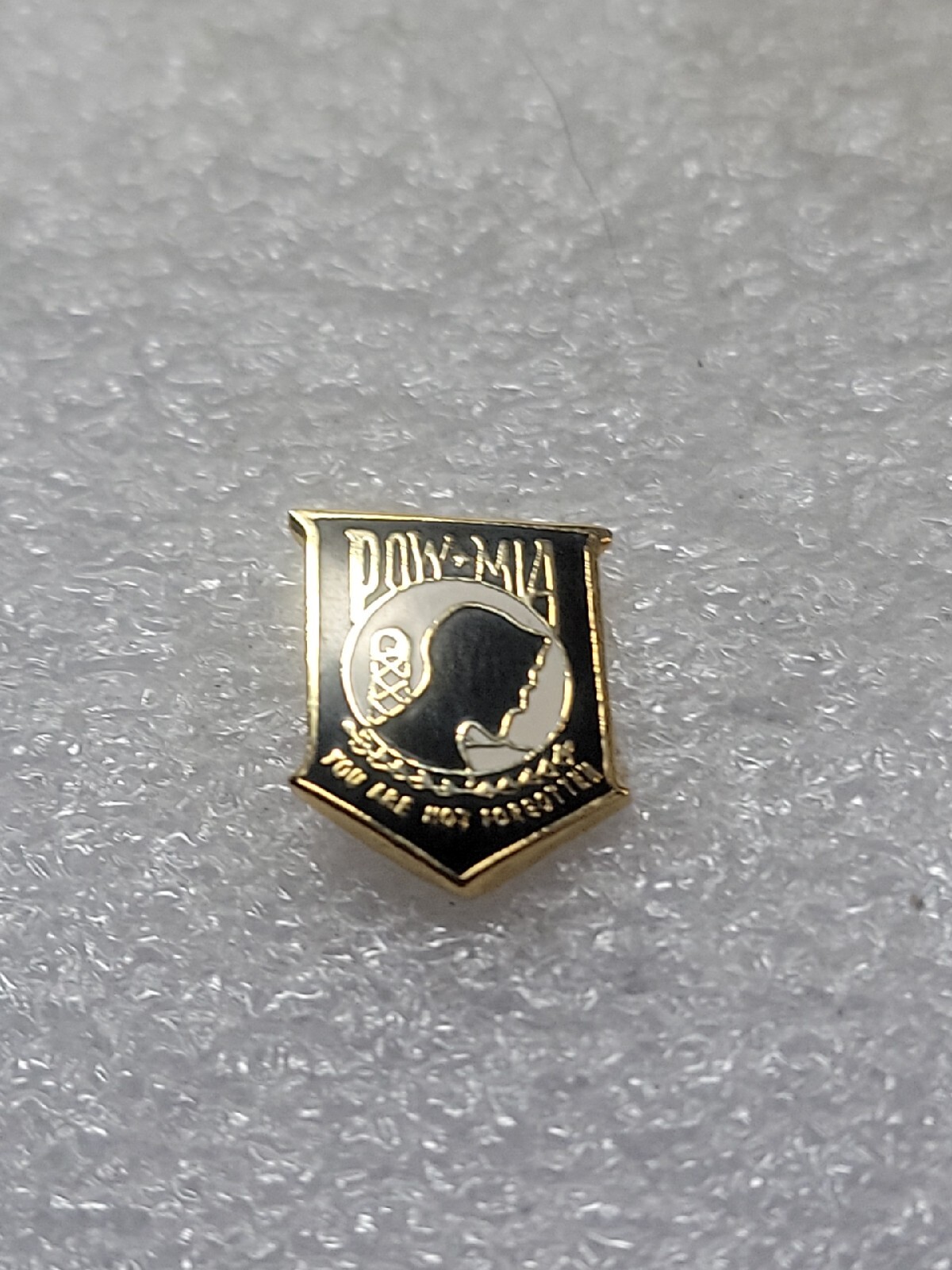 POW MIA Logo You Are Not Forgotten Small Enamel Lapel Pin Single Clutch Back