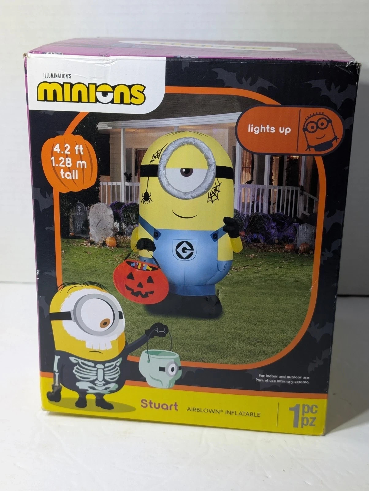 Gemmy Minions Stuart Halloween 4.2ft Airblown Light Up Inflatable - New