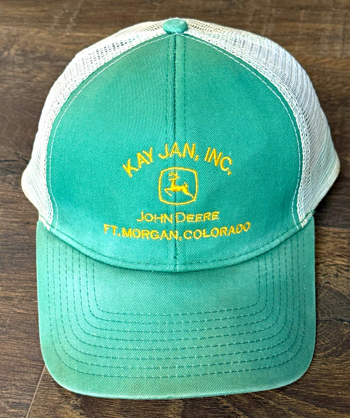 Vintage John Deere Kay Jan Inc Fort Morgan CO Green Mesh Trucker Snapback Hat Vintage John Deere Kay Jan Inc Fort Morgan CO Green Mesh Trucker Snapback Hat