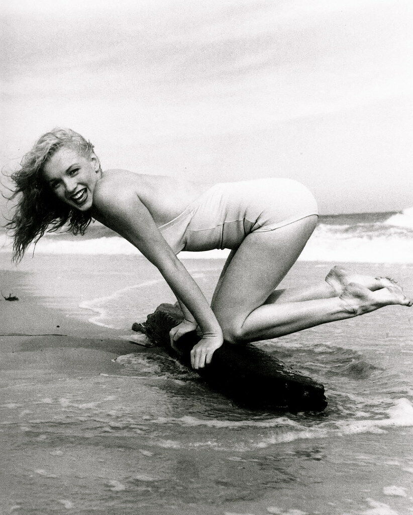 Marilyn Monroe On Rock At The Beach 8x10 Glossy Photo