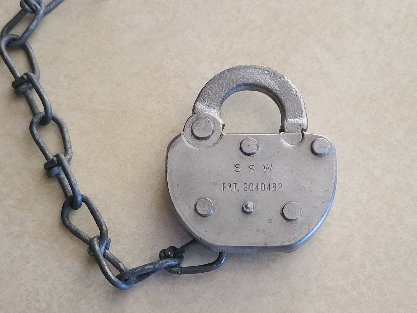 Vintage St. Louis Southwestern RY Railroad Lock Chain & Tool Vintage St. Louis Southwestern RY Railroad Lock Chain & Tool