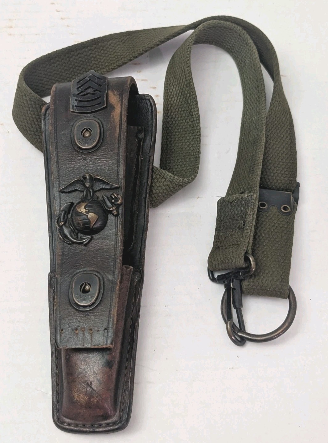 WWII US marine Corps USMC EGA Sergeant Original Leather linesman pouch WWII US marine Corps USMC EGA Sergeant Original Leather linesman pouch