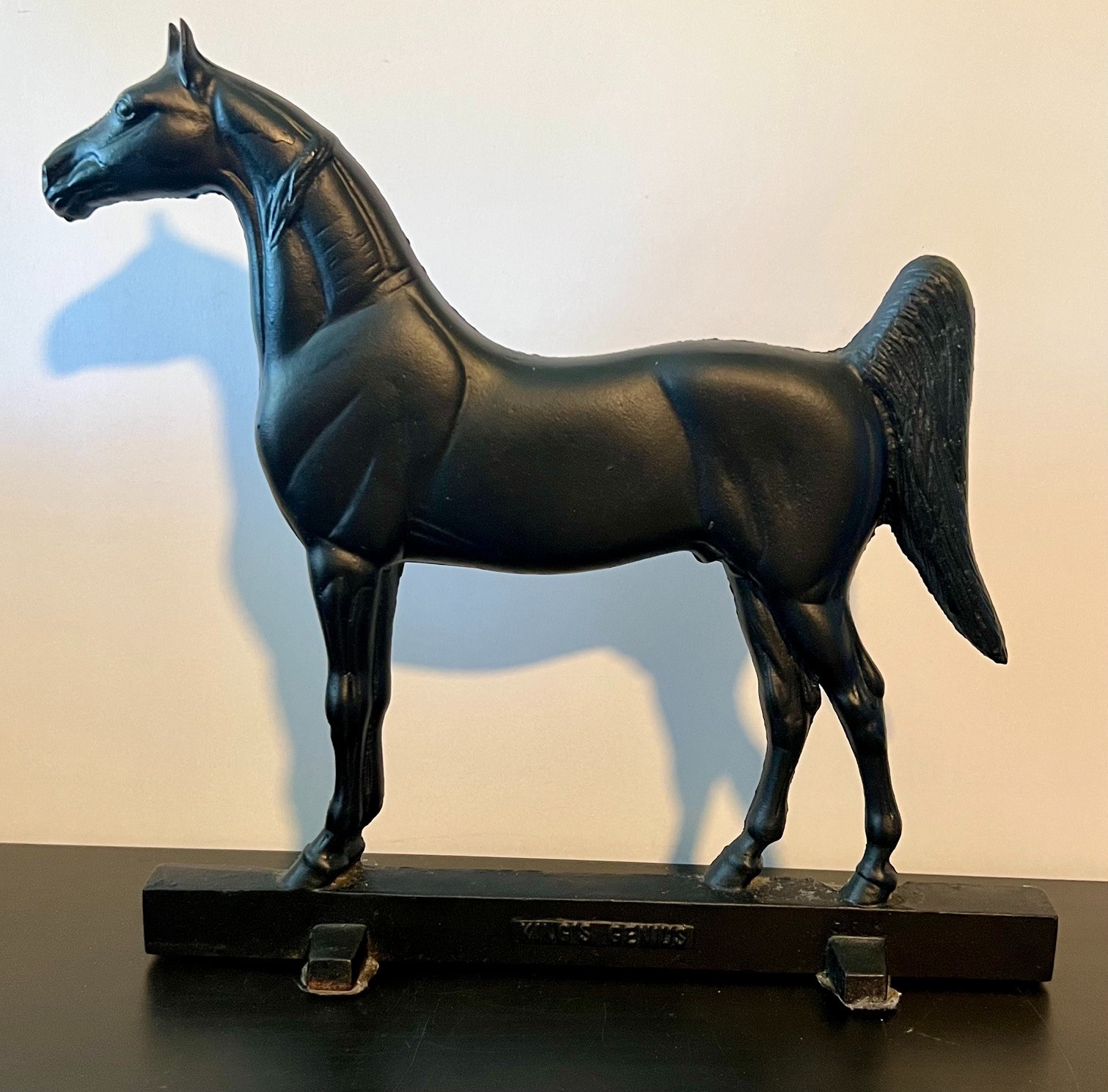 Vintage Cast Iron ~ 12" Tall Black Horse Door Stop ~ King's Genius ~ 1938 Vintage Cast Iron ~ 12" Tall Black Horse Door Stop ~ King's Genius ~ 1938