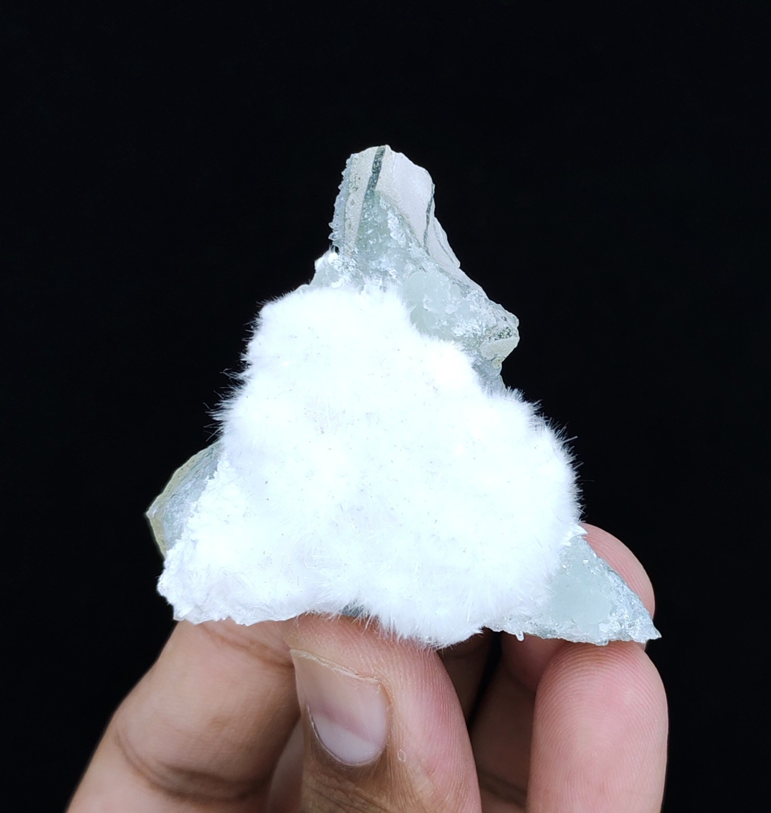 Natural Okenite & Gyrolite On Prehnite Minerals Specimen #S563 Natural Okenite & Gyrolite On Prehnite Minerals Specimen #S563