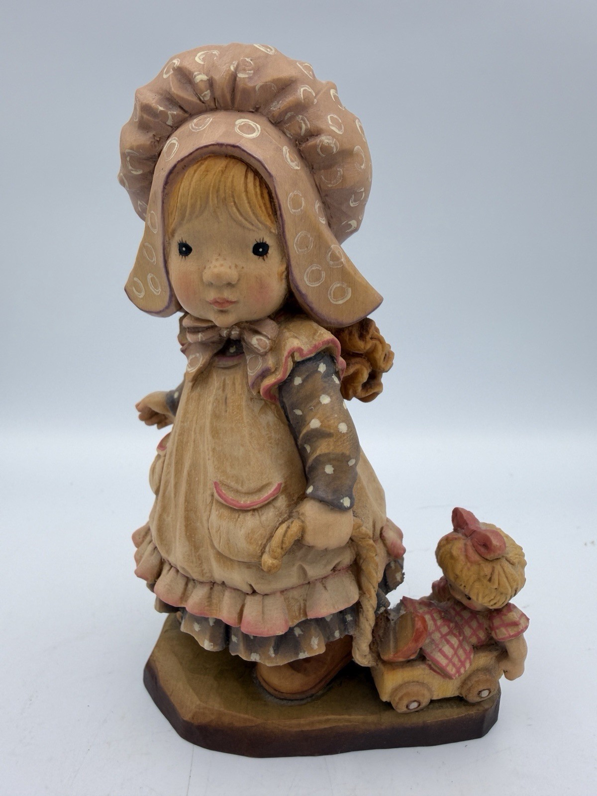 ANRI PLAYTIME 6.5 in Sarah Kay Wood Hand Carved Girl w/ Wagon & Doll 1441/4000 ANRI PLAYTIME 6.5 in Sarah Kay Wood Hand Carved Girl w/ Wagon & Doll 1441/4000