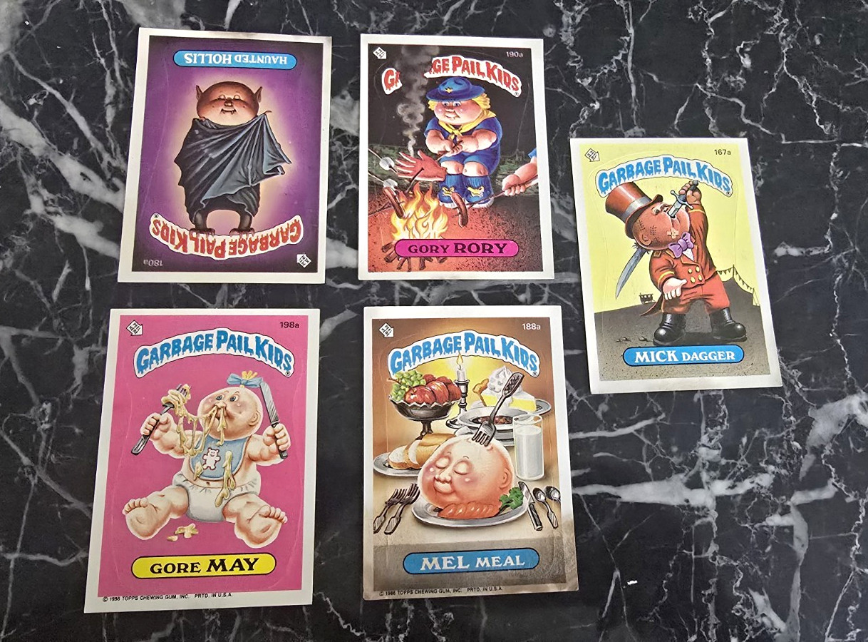 1986 Topps Garbage Pail Kids Cards Lot of 5 Gory Rory Haunted Hollis Mick Dagger 1986 Topps Garbage Pail Kids Cards Lot of 5 Gory Rory Haunted Hollis Mick Dagger