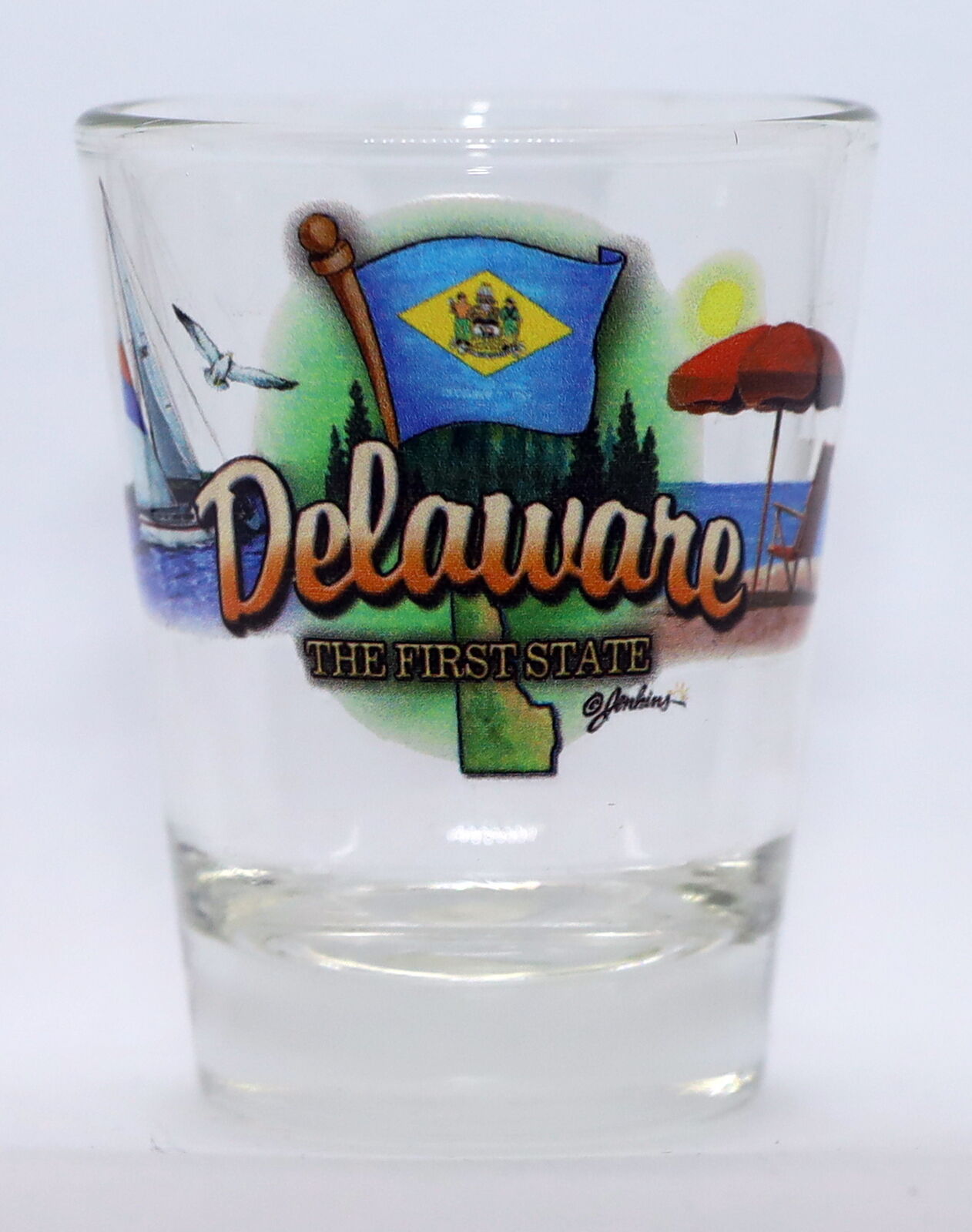 DELAWARE FIRST STATE ELEMENTS SHOT GLASS SHOTGLASS