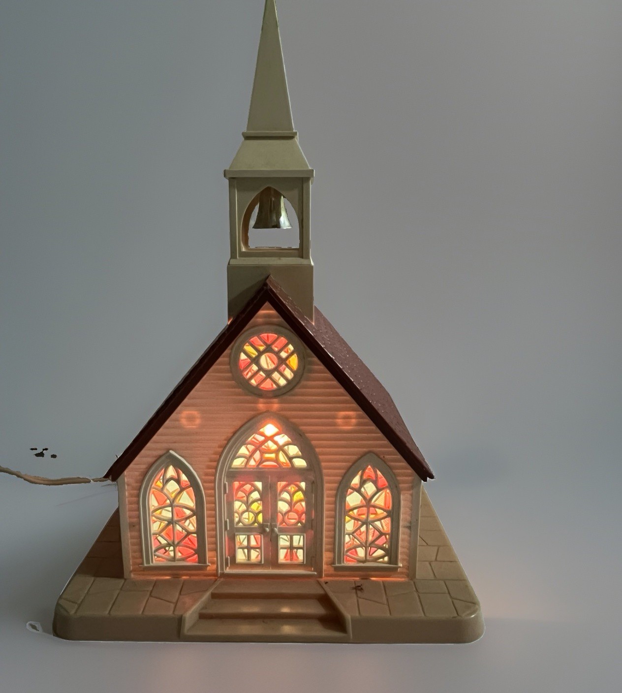Vintage Alpine Village Christmas Light Up Plastic Church Regency Industries 1553