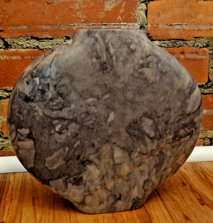 Vintage Heavy Marble Vase 8x9 Oval Beige Purple Mauve Natural Stone Decor Vintage Heavy Marble Vase 8x9 Oval Beige Purple Mauve Natural Stone Decor