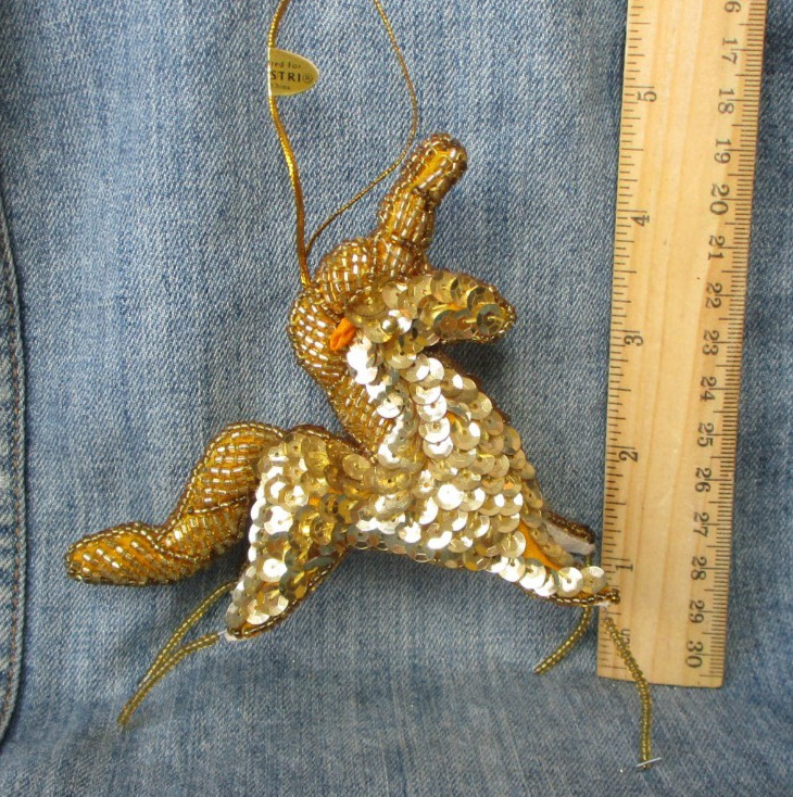VERY UNIQUE GOLDEN BEARDED UNICORN Vintage SILVESTRI Christmas Tree Ornament BXA