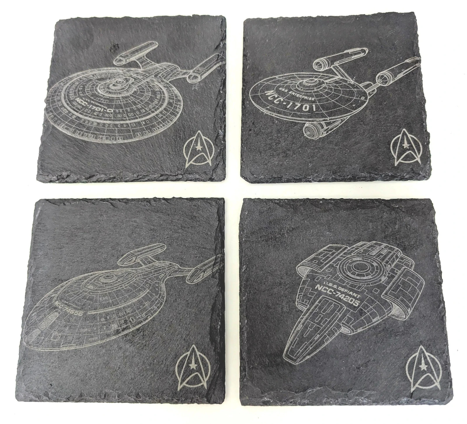Star Trek Ships Slate Coaster Set of 4 | Laser-Etched Stone Coasters | Handmade Star Trek Ships Slate Coaster Set of 4 | Laser-Etched Stone Coasters | Handmade