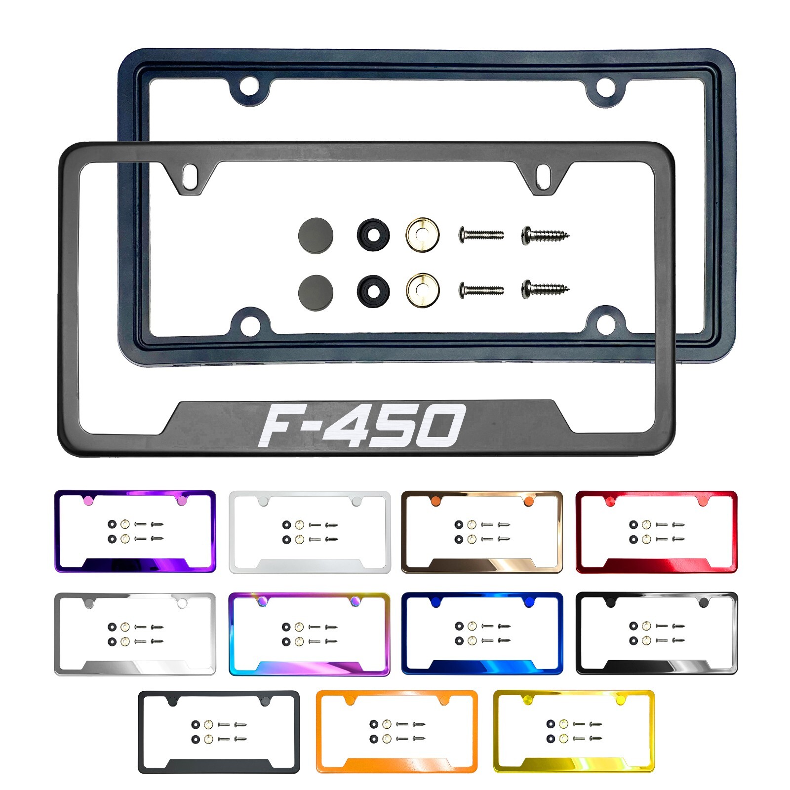 New Laser Etched Stainless Steel License Frame Silicone Guard for F-450 New Laser Etched Stainless Steel License Frame Silicone Guard for F-450