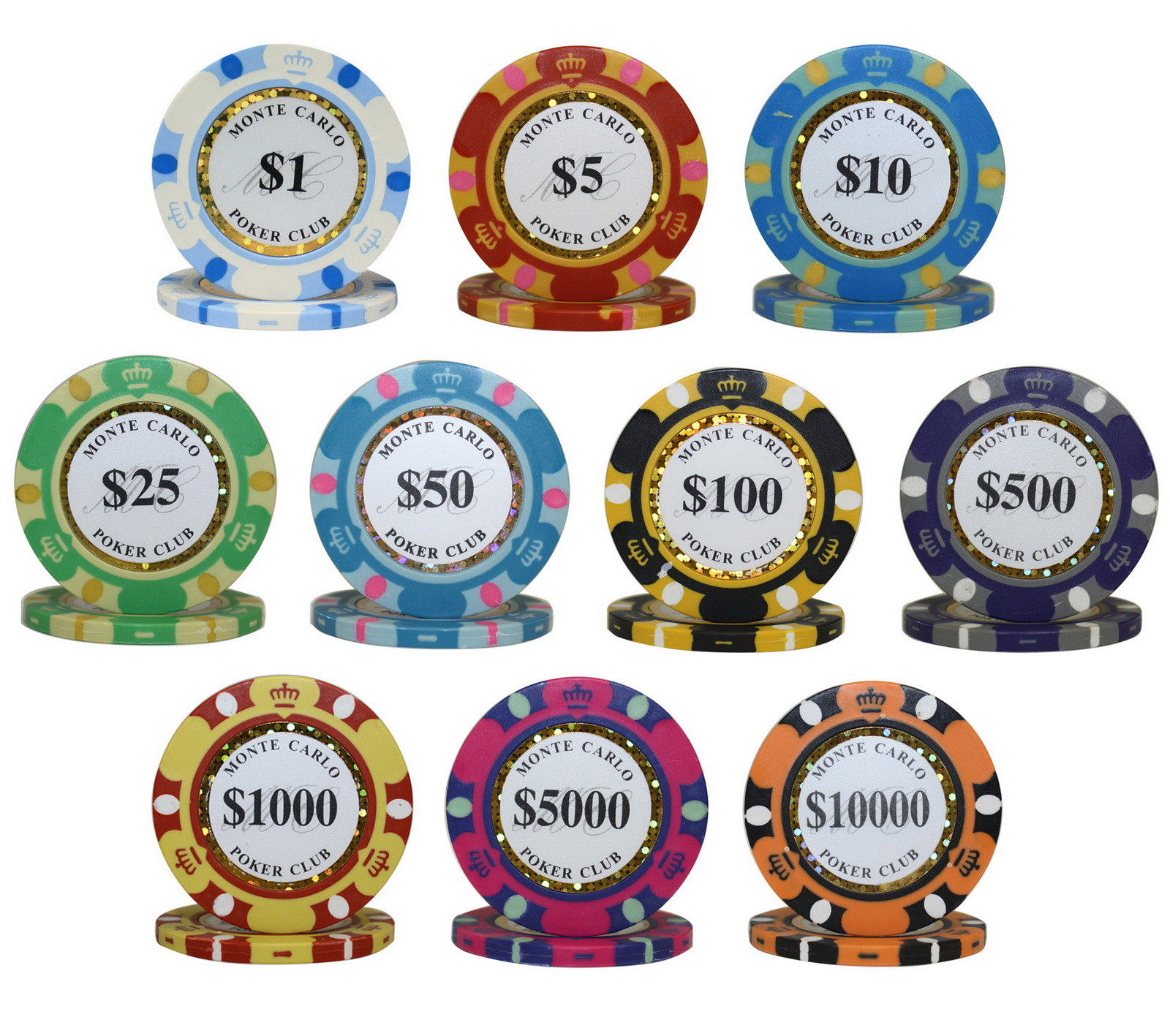 1000pcs 14G MONTE CARLO POKER CLUB POKER CHIPS BULK - Choose Denominations 1000pcs 14G MONTE CARLO POKER CLUB POKER CHIPS BULK - Choose Denominations