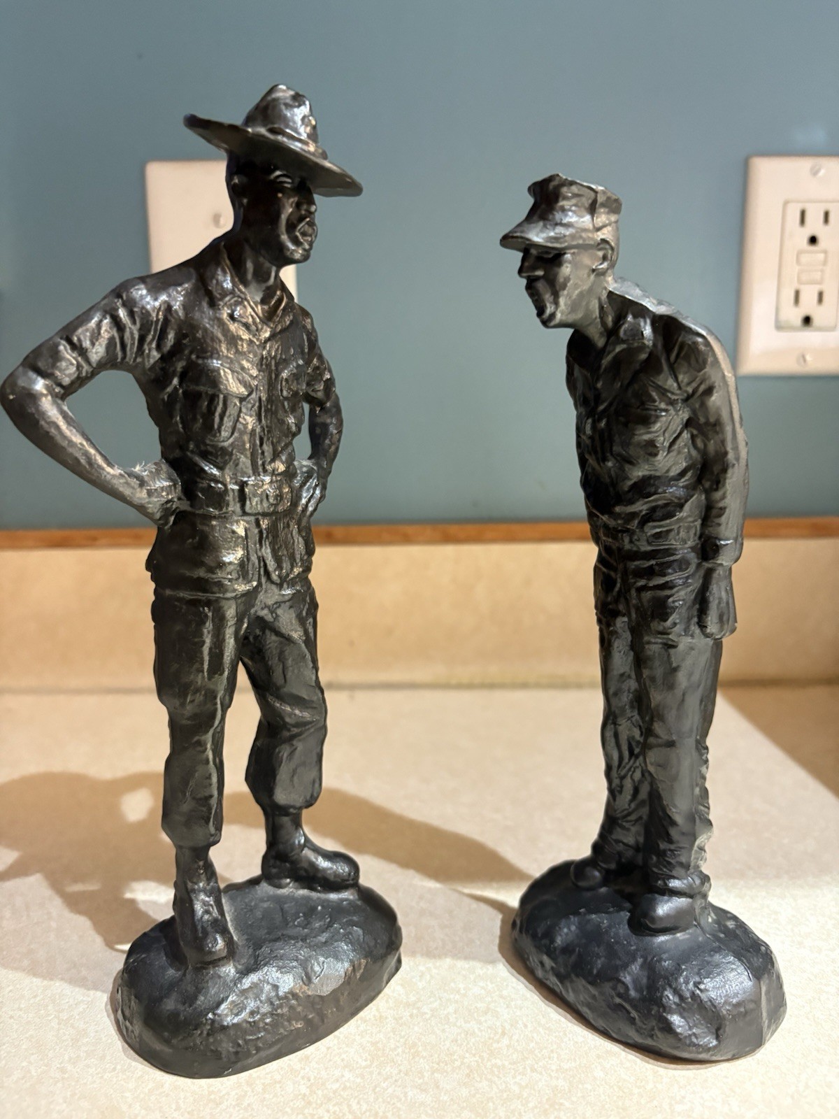 RARE VTG GOMER PYLE SGT CARTER BRONZE FIGURE MARINE CORPS STATUES SIGNED USMC 9" RARE VTG GOMER PYLE SGT CARTER BRONZE FIGURE MARINE CORPS STATUES SIGNED USMC 9"