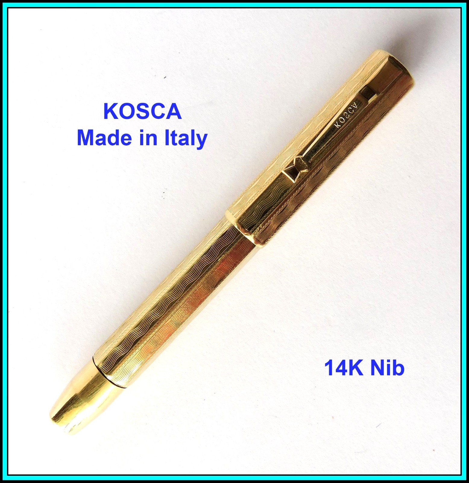 KOSCA “18K Gold Plated" DECO Fountain Pen 1930's Button Filler (Italy)  SERVICED