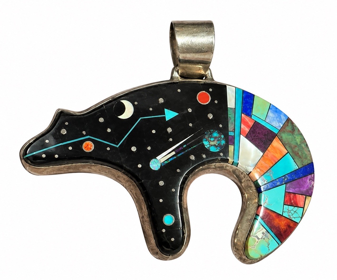 Alvin Yellowhorse Bear Pendant Star Moon Sterling Silver Native American Rare Lg Alvin Yellowhorse Bear Pendant Star Moon Sterling Silver Native American Rare Lg