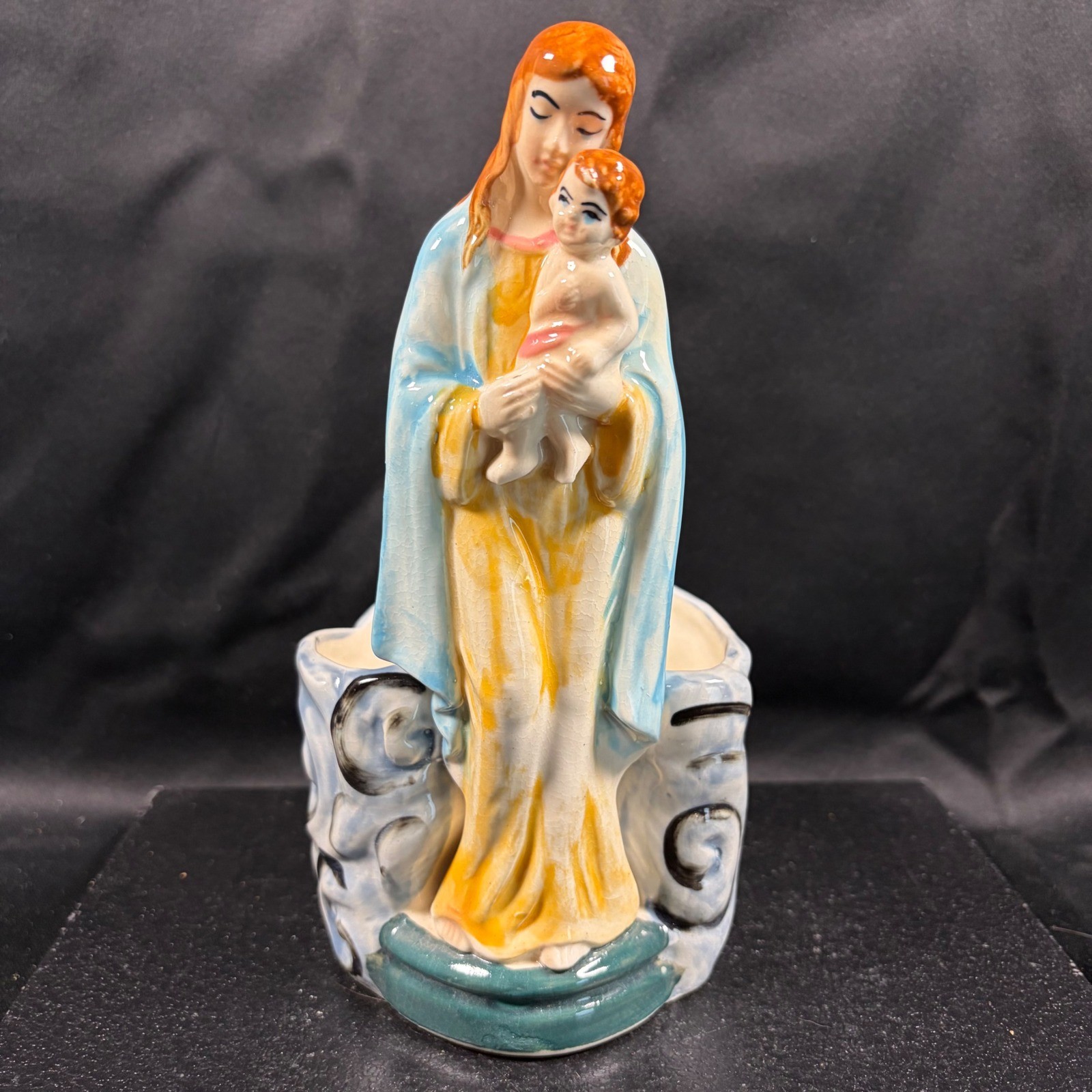 Vintage Madonna and Child Ceramic Planter Virgin Mary Made in Japan 8 Inch