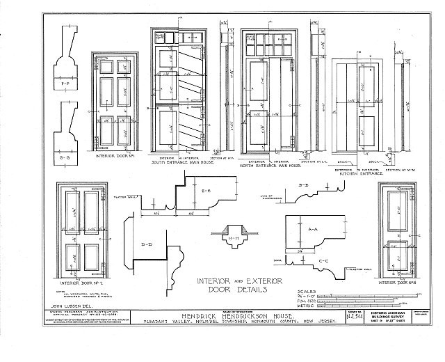 Hendrick Hendrickson House Everett New Jersey 1930s HABS door details Hendrick Hendrickson House Everett New Jersey 1930s HABS door details