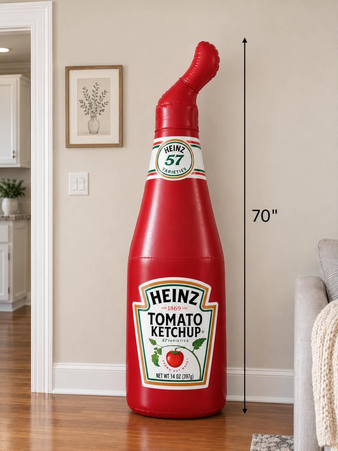 HEINZ Tomato Ketchup 70" Inflatable Bottle Giant Store Display NEW Vintage RARE HEINZ Tomato Ketchup 70" Inflatable Bottle Giant Store Display NEW Vintage RARE