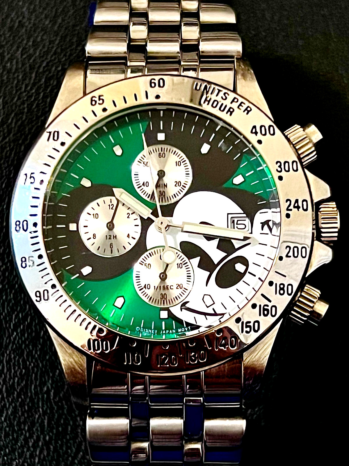 The Disney Store Mickey Mouse Chronograph Watch | Green Dial | Stainless Steel The Disney Store Mickey Mouse Chronograph Watch | Green Dial | Stainless Steel