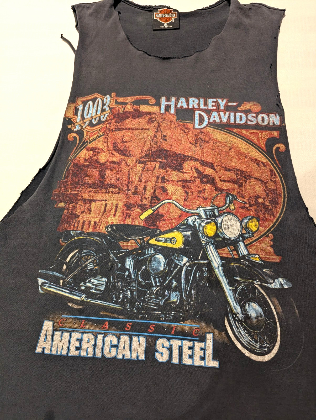Vintage 1990s Harley-Davidson "American Steel" Tank Top - Thrashed/Reworked Vintage 1990s Harley-Davidson "American Steel" Tank Top - Thrashed/Reworked