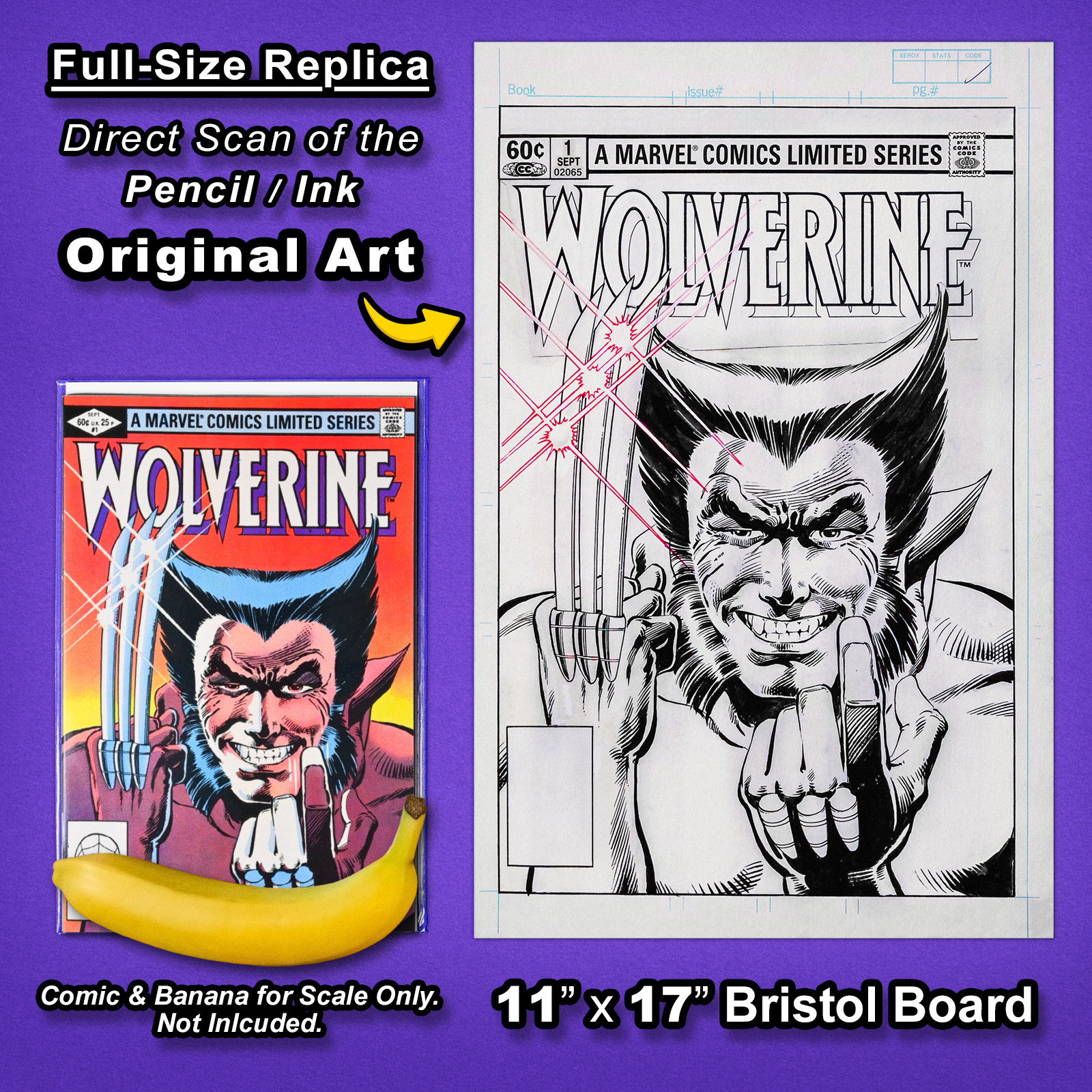 WOLVERINE #1 (1982) Limited Series Cover 🔥 FRANK MILLER Replica Original Art 🔥 WOLVERINE #1 (1982) Limited Series Cover 🔥 FRANK MILLER Replica Original Art 🔥