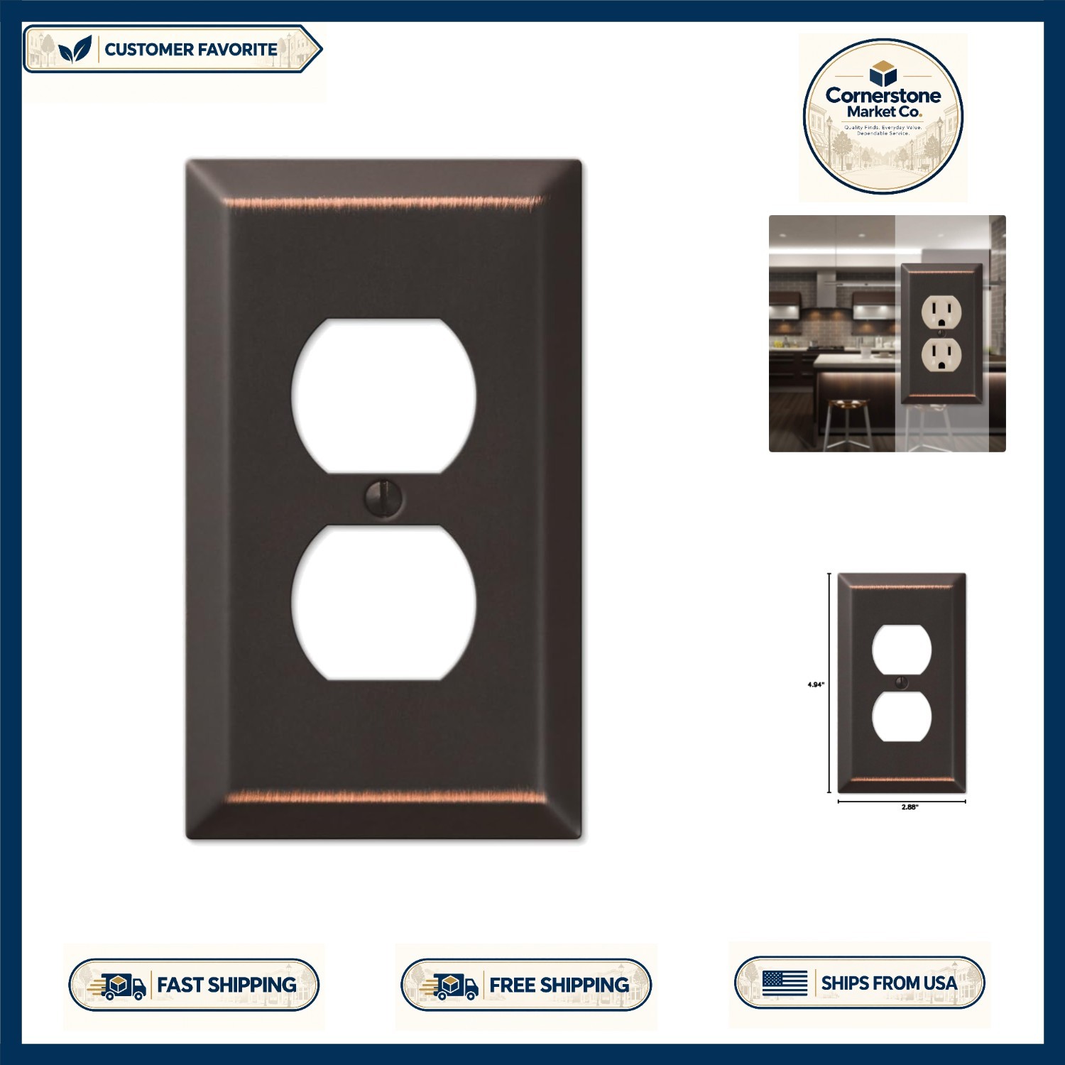 Transitional Style Duplex Outlet Cover - Antique Finish, Cast Metal Elegance Transitional Style Duplex Outlet Cover - Antique Finish, Cast Metal Elegance