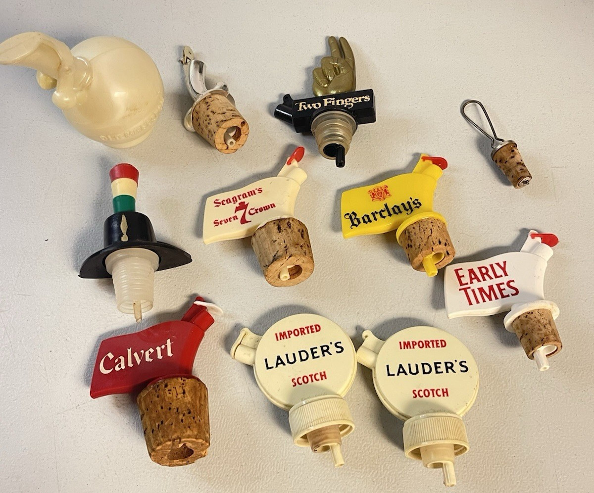Lot Vintage Alcohol Liquor Bottle Topper Pourer Pour Spout Cork Stops Lot Vintage Alcohol Liquor Bottle Topper Pourer Pour Spout Cork Stops