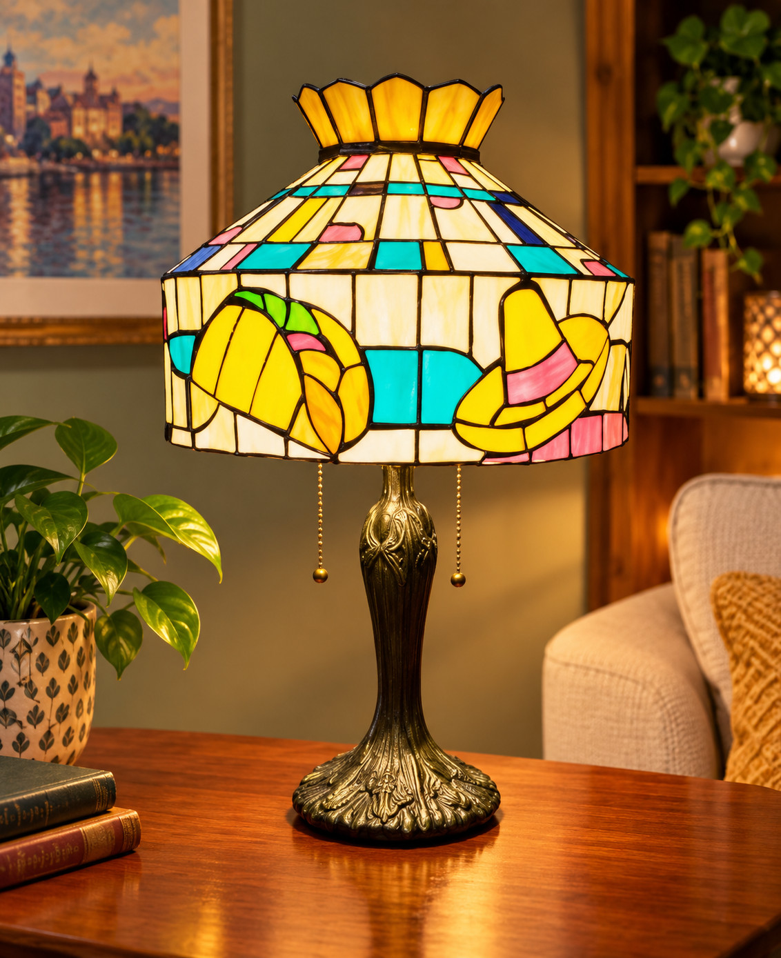 Taco Bell Tiffany Style Handmade Stained Glass Lamp