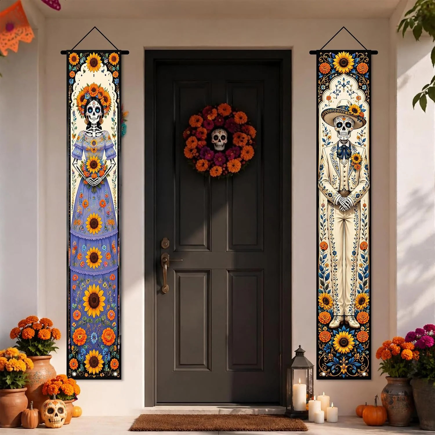 Day of the Dead Door Banner 35X71 Inches Polyester