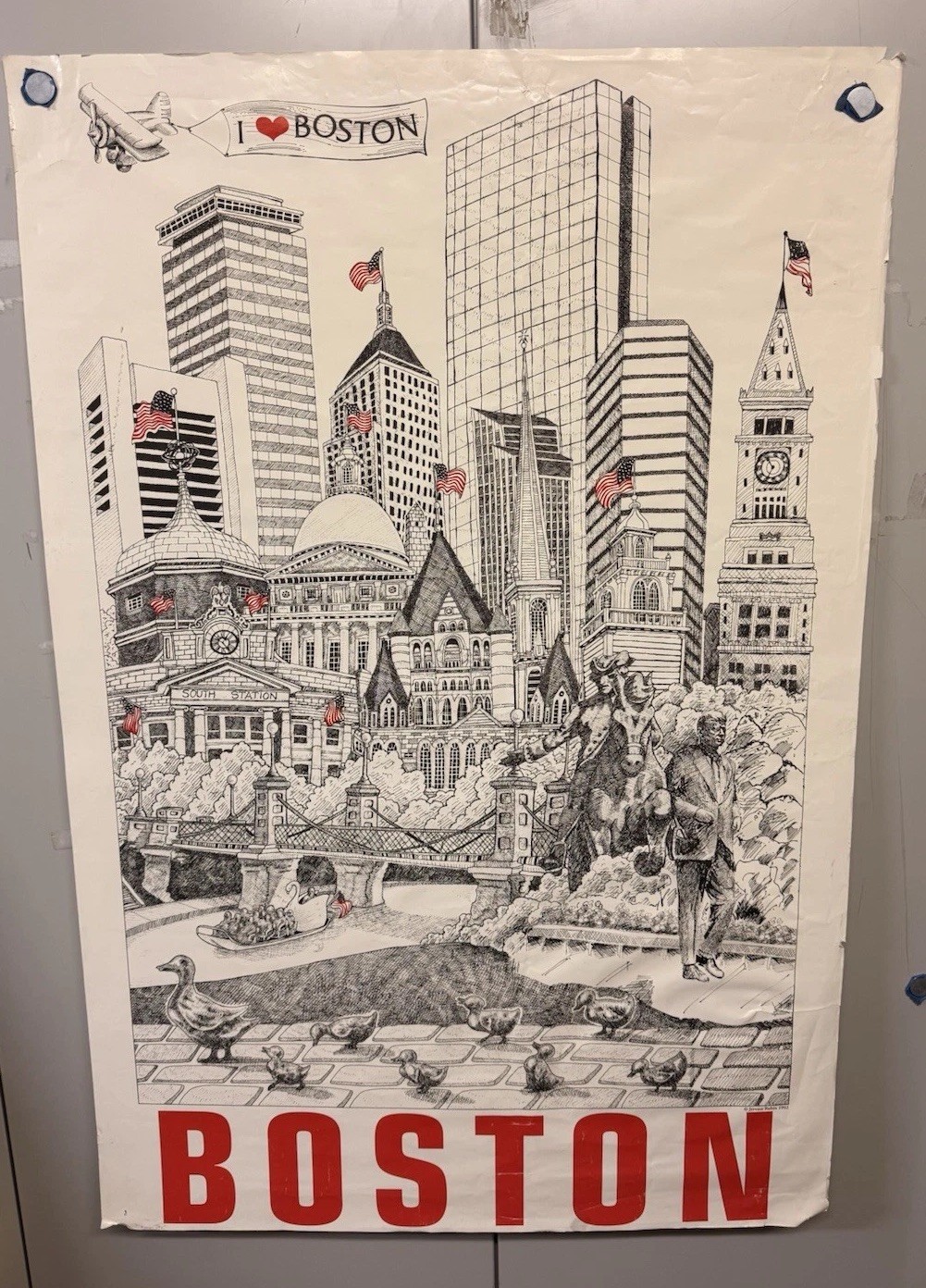 Vintage 1992 Boston Skyline Poster Jerome Rubin J Shea Line Art City Landmarks Vintage 1992 Boston Skyline Poster Jerome Rubin J Shea Line Art City Landmarks