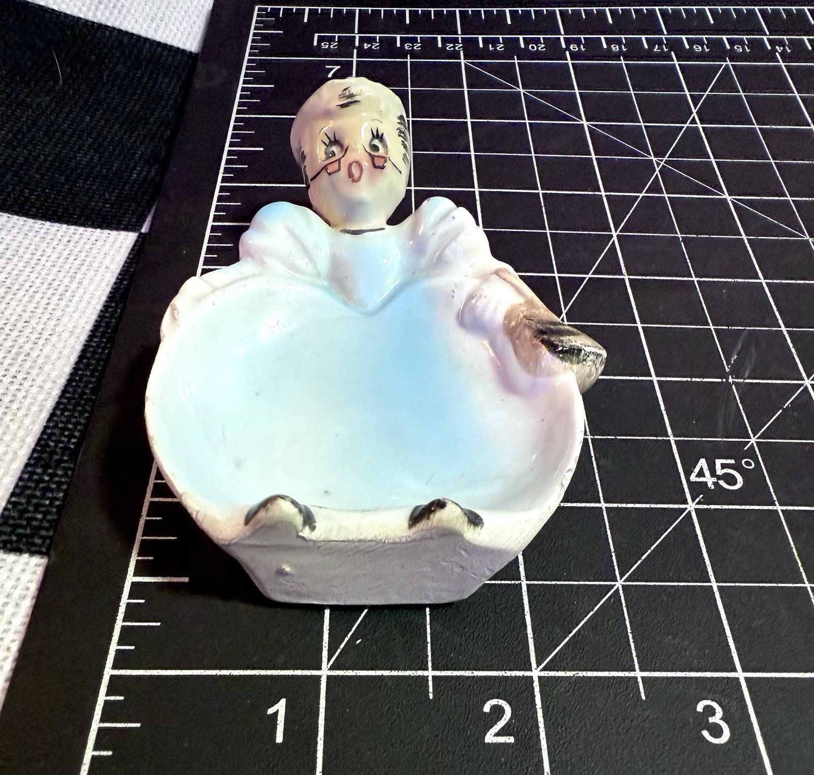 Vintage Enesco Busy Biddy Granny Teabag Holder In Blue Vintage Enesco Busy Biddy Granny Teabag Holder In Blue