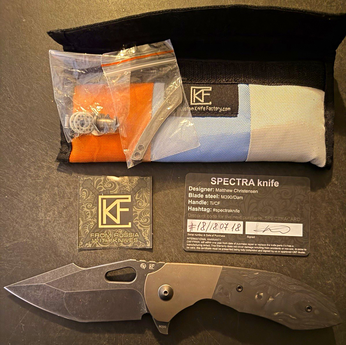 Custom Knife Factory Spectra M390. Rare discontinued #18 Custom Knife Factory Spectra M390. Rare discontinued #18