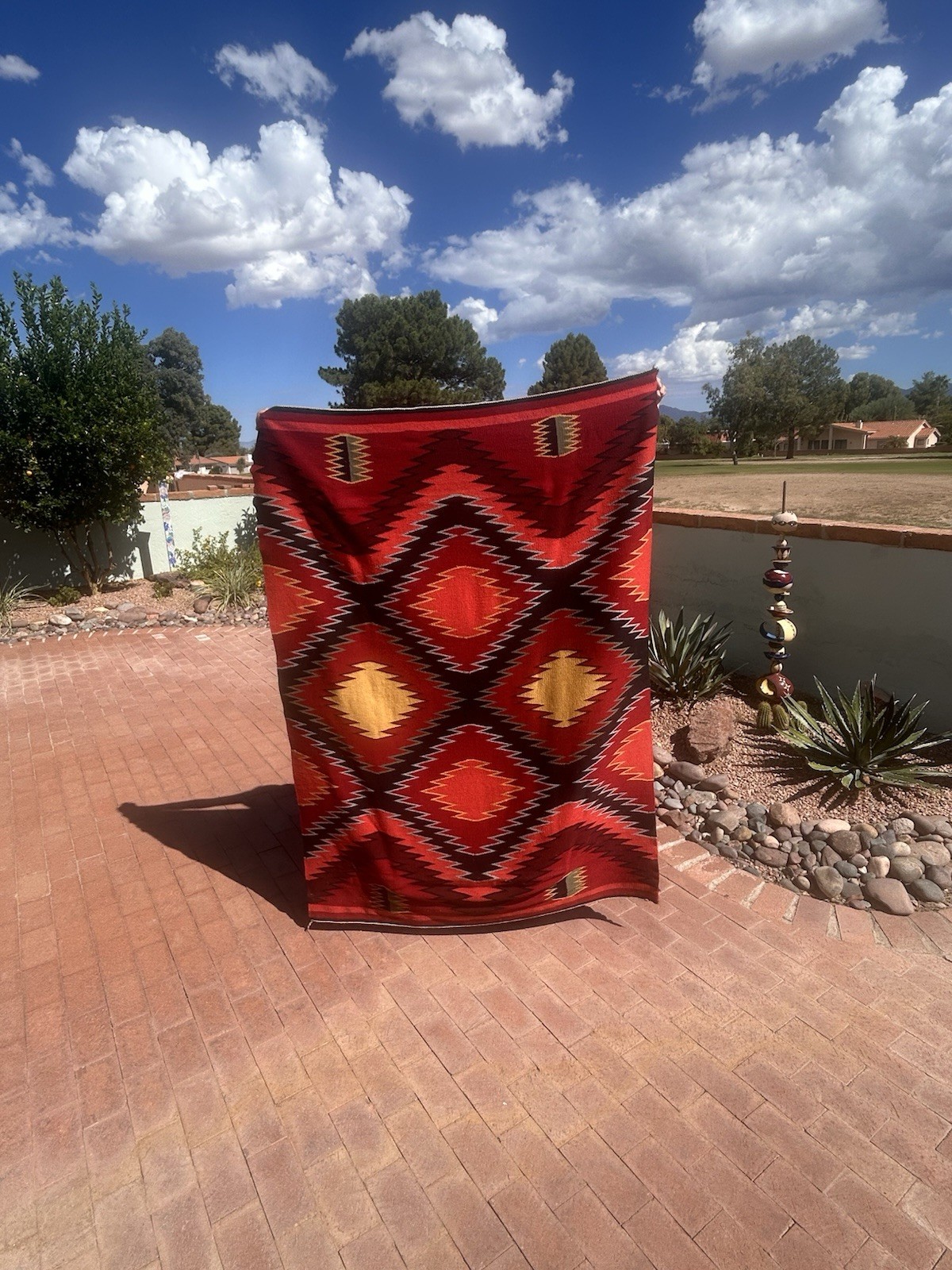 LARGE NAVAJO BLANKET TRANSITIONAL PERIOD 1890-1900 EYE DAZZLER GERMANTOWN ? LARGE NAVAJO BLANKET TRANSITIONAL PERIOD 1890-1900 EYE DAZZLER GERMANTOWN ?