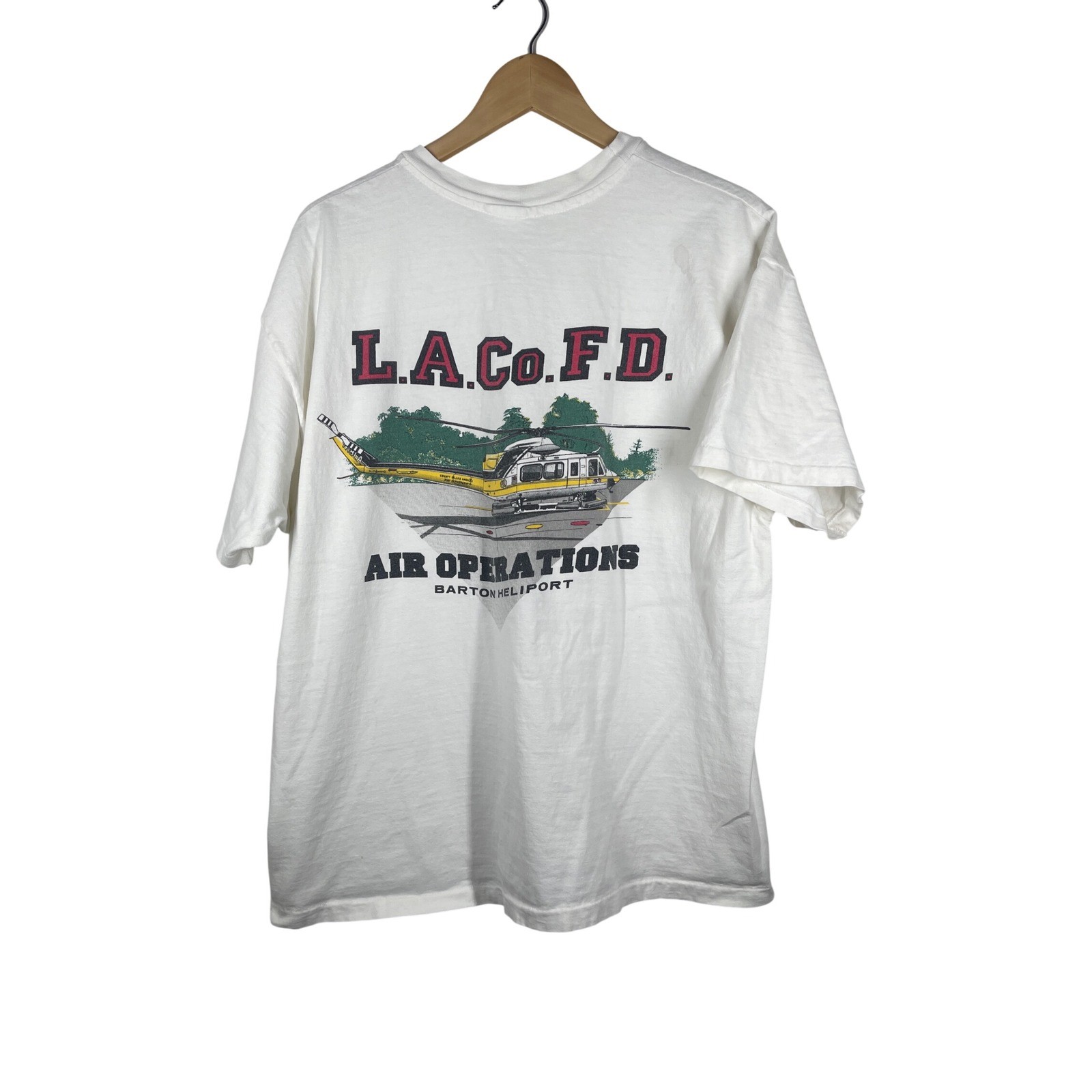 Vintage LA County Fire Dept Air Operations Helicopter Graphic T-Shirt White XL Vintage LA County Fire Dept Air Operations Helicopter Graphic T-Shirt White XL