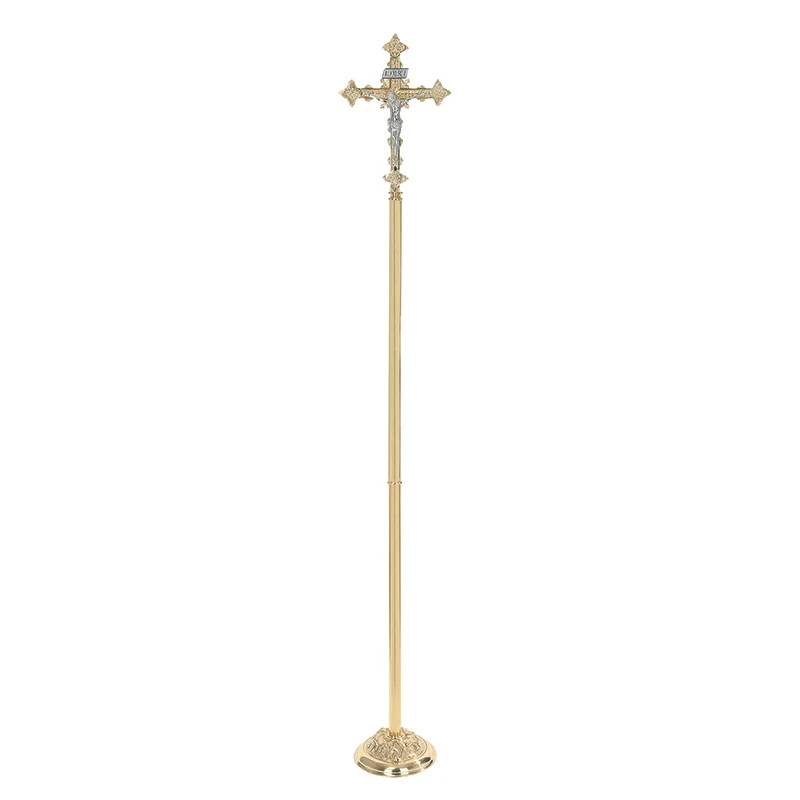 Processional Crucifix, San Gimignano Processional Crucifix, Brass 67-1/2"" High Processional Crucifix, San Gimignano Processional Crucifix, Brass 67-1/2"" High