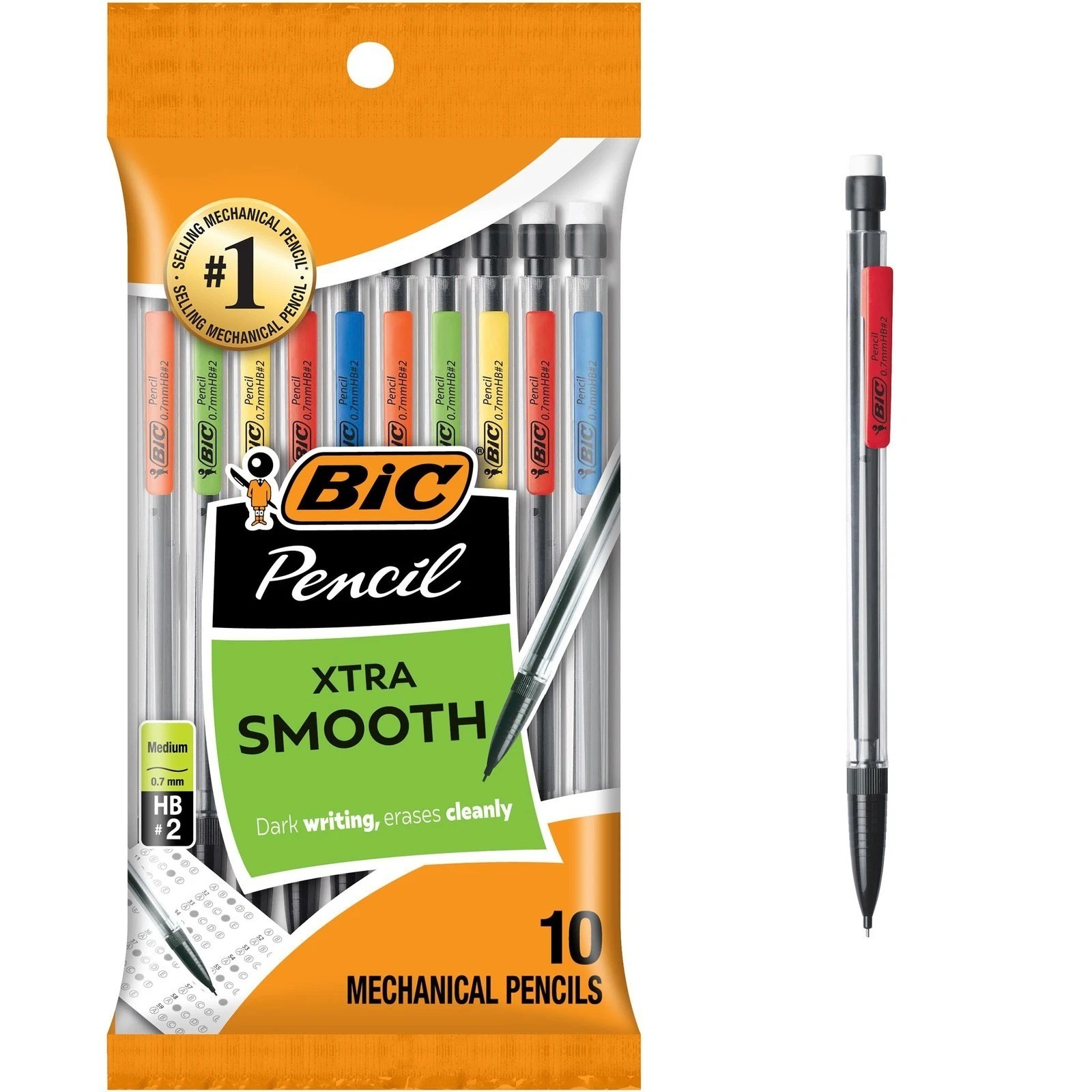 BIC Xtra-Smooth Mechanical Pencils 0.7mm No. 2 HB Erasers 10 Count BIC Xtra-Smooth Mechanical Pencils 0.7mm No. 2 HB Erasers 10 Count